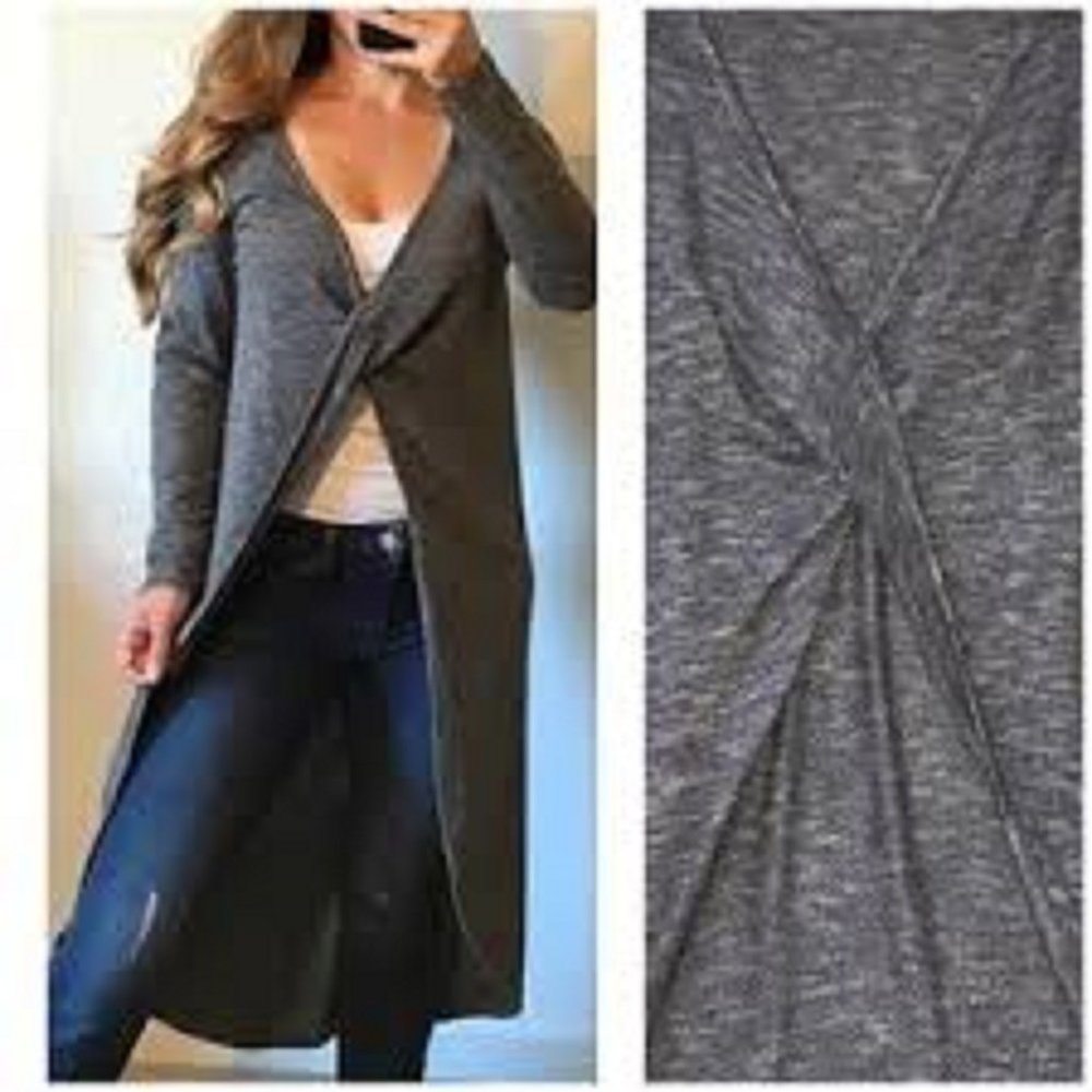 Soft Surroundings Large Twist Front Gray Duster